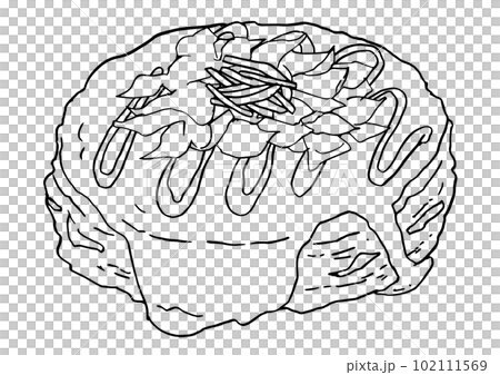 お好み焼き シンプルイラスト 線画 お好み焼き シンプルイラスト 線画 102111569