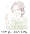 ポイント部分を指さす女性 102111926