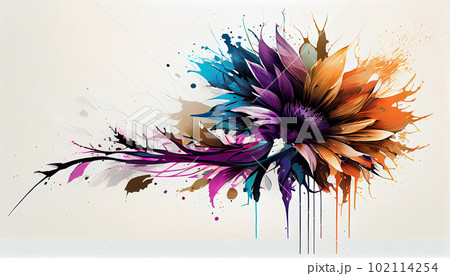 Flowers watercolor illustration isolated on white background, Spring Summer, digital painting Design for fabric, Generative AI Flowers watercolor illustration isolated on white background, Spring Summer, digital painting Design for fabric, Generative AI 102114254