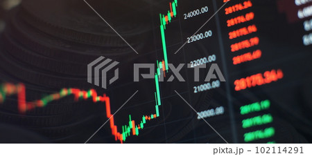 Abstract financial graph with uptrend line and bar chart of stock market 102114291