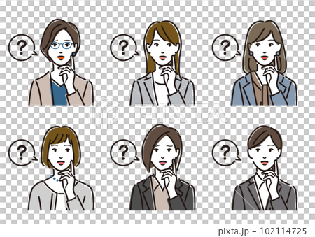 Hatena speech bubble and female business person set Hatena speech bubble and female business person set 102114725