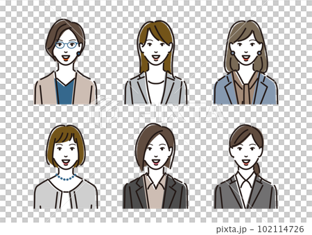 A set of female business people with a positive expression A set of female business people with a positive expression 102114726