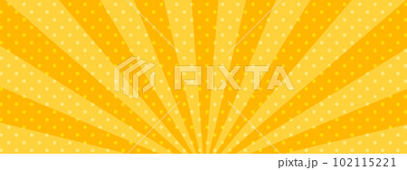 かわいいポップなドットの集中線　横　横長  ワイド　オレンジ　 102115221