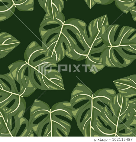 Botanical leaf wallpaper. Tropical pattern, palm leaves floral background. Abstract exotic plant seamless pattern. Botanical leaf wallpaper. Tropical pattern, palm leaves floral background. Abstract exotic plant seamless pattern. 102115487
