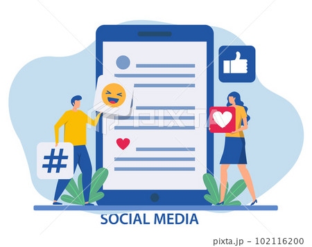 Social media marketing concept,Young People  Using Smartphone. Social Networks, Sending E-mail and Phones Texting. social media icon banner vector illustrator. Social media marketing concept,Young People  Using Smartphone. Social Networks, Sending E-mail and Phones Texting. social media icon banner vector illustrator. 102116200