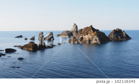 夕方の穴見海岸 夕方の穴見海岸 102116345