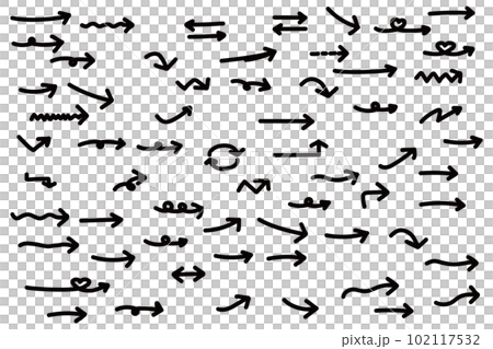 かわいい手書きの矢印セット　黒 102117532