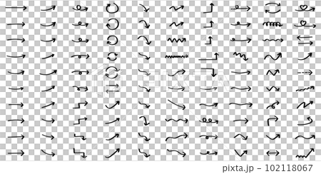 かわいい手書きの矢印セット 黒 アイコン かわいい手書きの矢印セット 黒 アイコン 102118067
