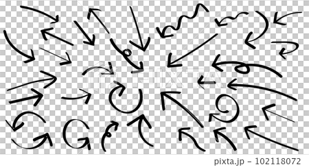 かわいい手書きの矢印セット　黒　X 102118072