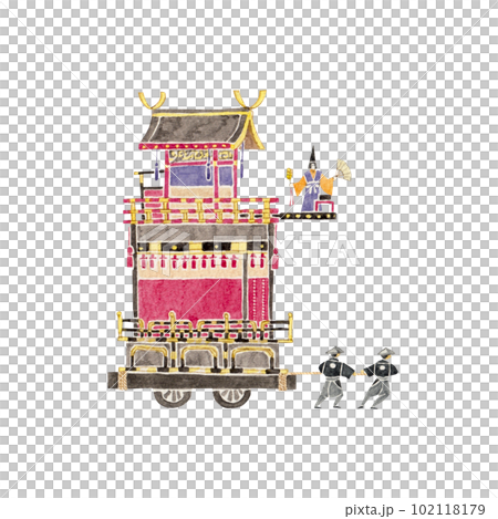 高山祭　日本の祭り　水彩 イラスト 102118179
