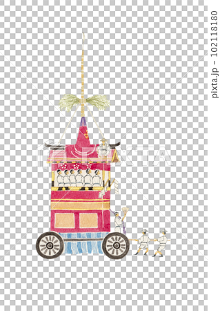 祇園祭　日本の祭り　水彩 イラスト 102118180