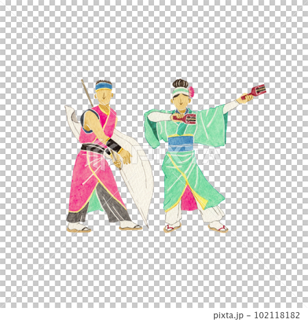 Yosakoi 節日日本節日水彩插圖 102118182