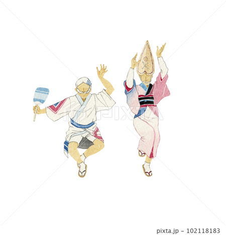 阿波おどり 日本の祭り 水彩 イラスト 阿波おどり 日本の祭り 水彩 イラスト 102118183