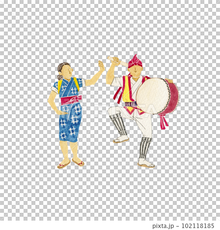 エイサーまつり　日本の祭り　水彩 イラスト 102118185