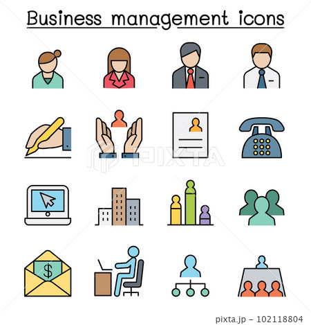 Business management color line icon set Business management color line icon set 102118804