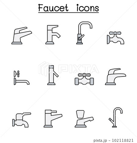 Faucet color line icon set 102118821