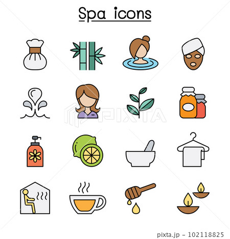 Spa and Alternative therapy color line icon set Spa and Alternative therapy color line icon set 102118825