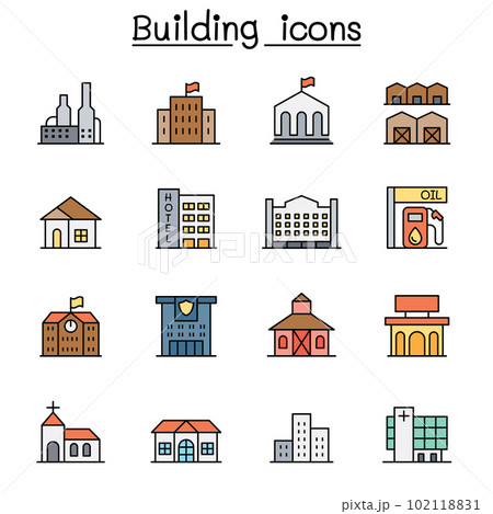 Building color line icon set 102118831