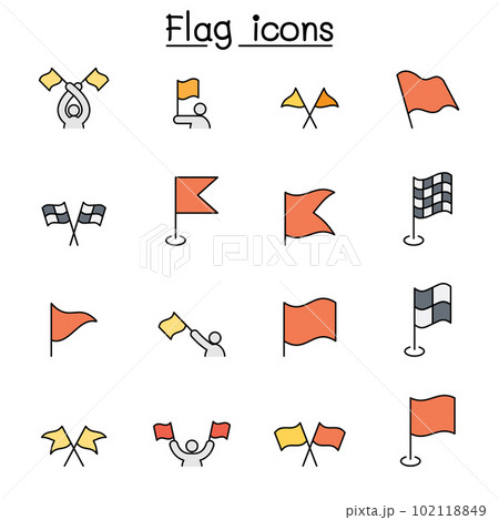 Flag color line icon set Flag color line icon set 102118849