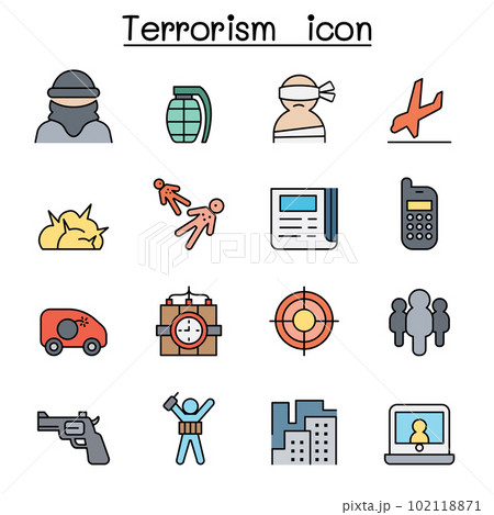 Terrorism color line icon set 102118871