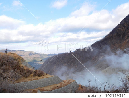 箱根　冬の大涌谷　ロープウェイ 102119513