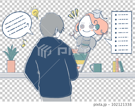 A man who uses chatGPT-chan for his business (illustration) 102121338