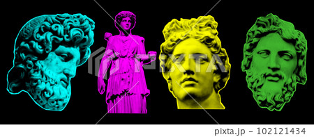 Halftone Greece modern statues. Collage design elements in trendy magazine style. Vector illustration with vintage grunge punk cutout shapes. 102121434
