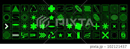 Retro futuristic design elements in trendy retro cyberpunk 80s 90s style. Y2k aesthetic. 102121437