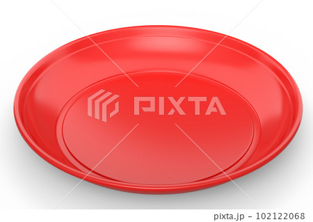 Eco-friendly disposable utensils like plate on white background. 102122068