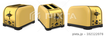 Stainless steel toaster for making toast bread on a white background. 102122078