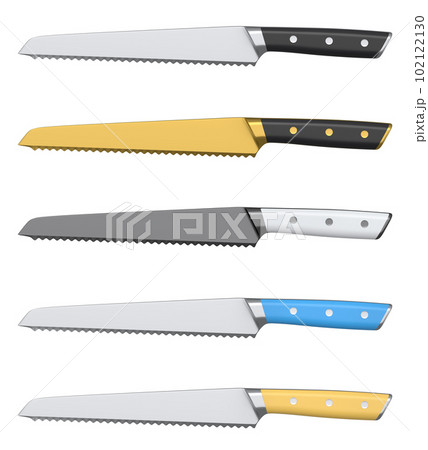 Chef's kitchen knife with a wooden handle isolated on white background. 102122130