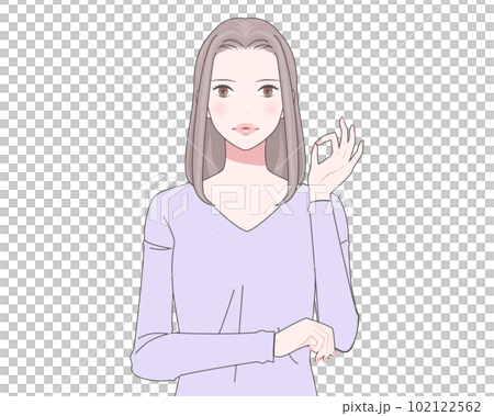 Illustration of a woman in an okay pose Circle Illustration of a woman in an okay pose Circle 102122562