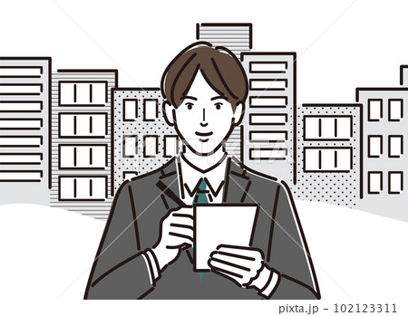 企業研究のためにメモをとるビジネスマン 102123311