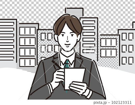 企業研究のためにメモをとるビジネスマン 102123311