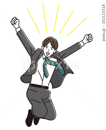 ジャンプをする若いビジネスマン 102123318