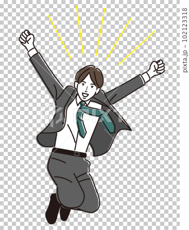 ジャンプをする若いビジネスマン 102123318