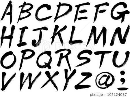 ブラシストロークのアルファベット　毛筆のデザインパーツセット 102124087