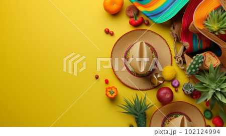 Mexican holiday background. Illustration AI Generative 102124994