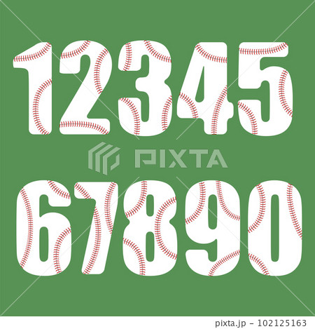 Vector set of baseball numbers on green backgroundのイラスト素材 [102125163 ...