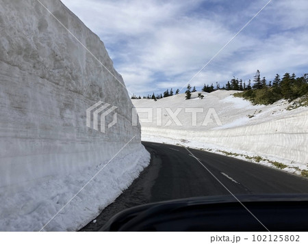 志賀高原横手山_渋峠_春先_残雪_雪の壁_国道292号_ゴールデンウイーク 102125802