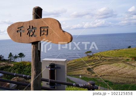 白米千枚田、石川県、輪島市、白米町、棚田、千枚田、案内板、狭い田、白米、千枚田、指定名称、名勝、能登 白米千枚田、石川県、輪島市、白米町、棚田、千枚田、案内板、狭い田、白米、千枚田、指定名称、名勝、能登 102125858