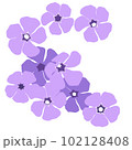 Purple floral decor with space for text and white background, vector 102128408