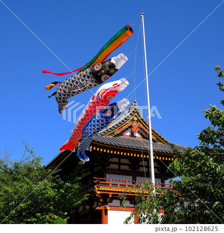 目黒不動尊　仁王門前の鯉のぼり 102128625