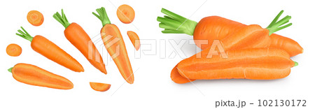 Carrot isolated on white background with full depth of field. Top view. Flat lay 102130172