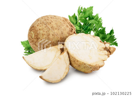Fresh celery root isolated on white background Fresh celery root isolated on white background 102130225