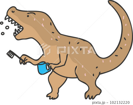 歯磨きをするティラノサウルス 102132220