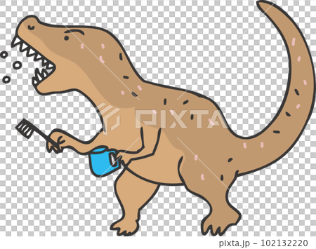 歯磨きをするティラノサウルス 102132220