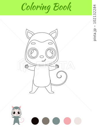 Coloring page happy opossum. Coloring book for kids. Educational activity for preschool years kids and toddlers with cute animal. Vector stock illustration Coloring page happy opossum. Coloring book for kids. Educational activity for preschool years kids and toddlers with cute animal. Vector stock illustration 102132284