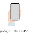 スマホを持つ手のシンプルなイラスト 102133456