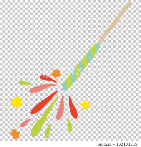 火花が出ているカラフルな手持ち花火のイラスト 102133519